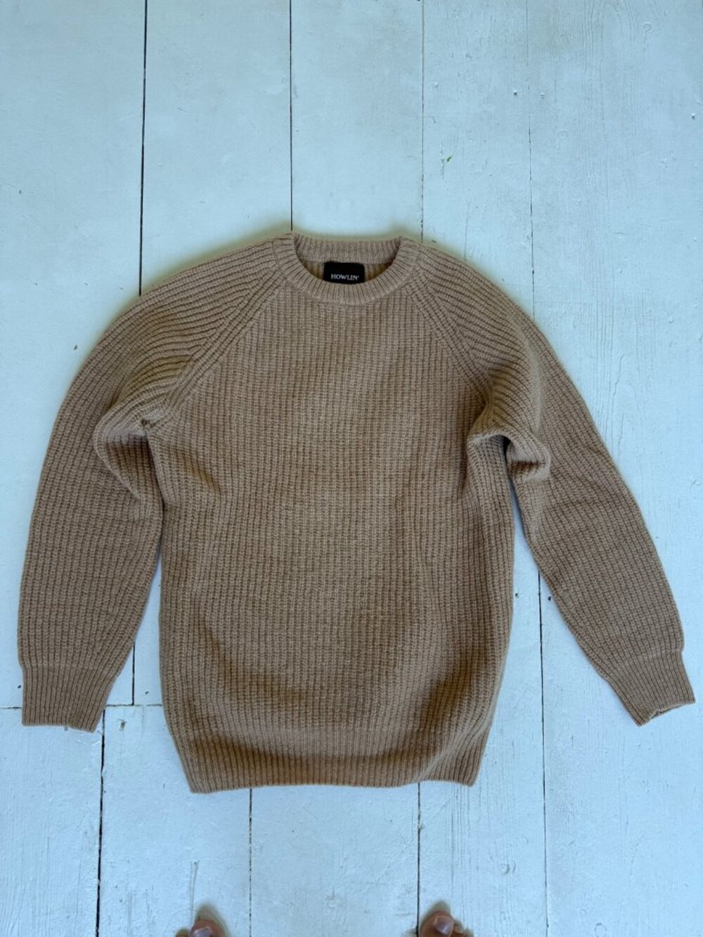 Howlin' Oatmeal Ribbed Wool Crewneck Sweater - Tagged L, Fits Like M